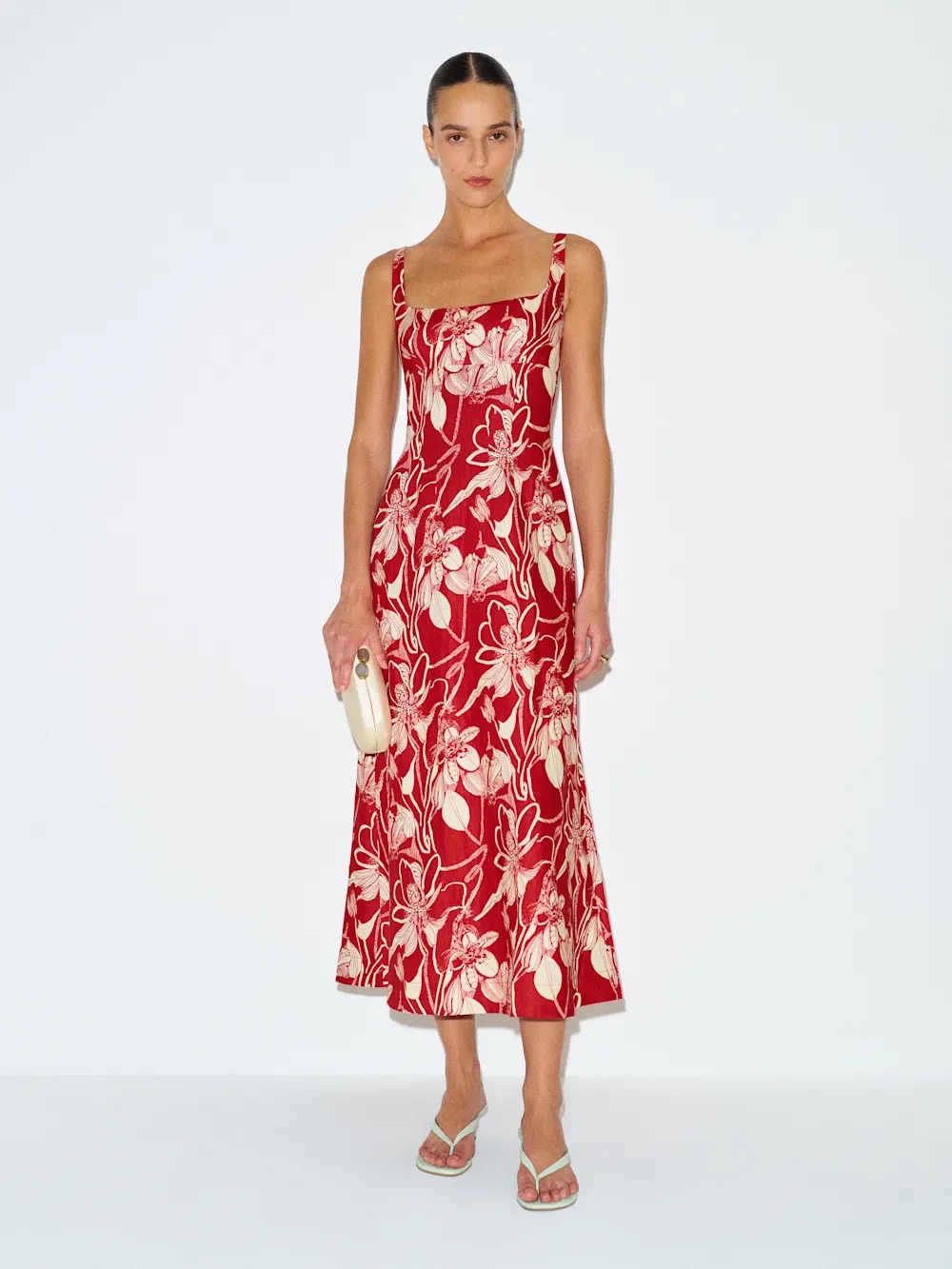 Reformation Sabine Linen Dress In Las Dalias, New Without Tags, Never Worn.